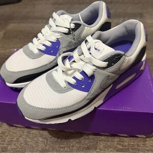 NWT Nike Kids Sneakers - Gray, White, and Purple.